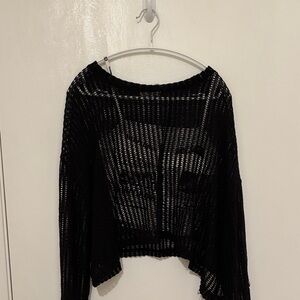 White Tank Top with News Prints and Black Mesh Set